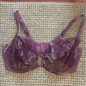Soma Deep Purple Embroidered Lace Bra